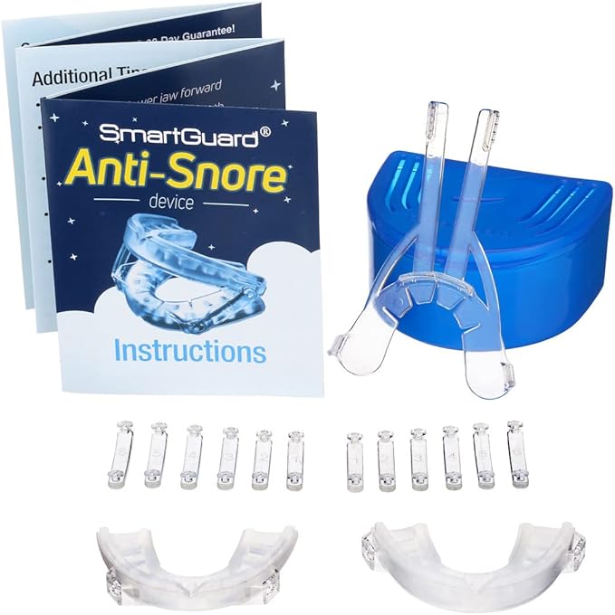 SmartGuard Anti Snore Device. New Customizable Snore Reducing Mouthpiece – Reduce Snoring Aid for Men and Women – Most Comfortable and Adjustable Oral Appliance - Holds Jaw Forward to Open Airway