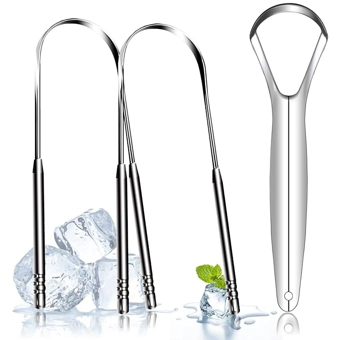Premium Tongue Scraper, 3PCS Tongue Scraper, Stainless Steel Tongue Scrapers, Tounge Scraper Cleaner, Professional Tongue Brush,Tongue Coating Remover, Oral Care