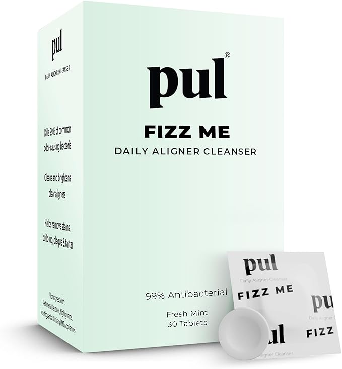 PUL Aligner Cleaner Tablets (Pack of 30) – For Cleaning Invisalign, All Clear Aligners & Retainers – Removes Odor, Stains, Plaque – Cleans Dentures, Night & Mouth Guards, All Dental Removables