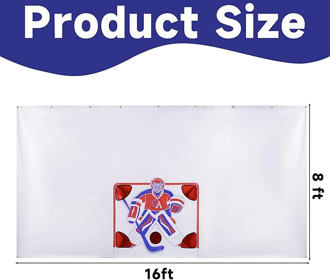 MABOZOO Hockey Shooting Tarp, 16ft x 8 ft Hockey Training Equipment for Shooting Foldable Target Practice Protect Wall or Garage Door