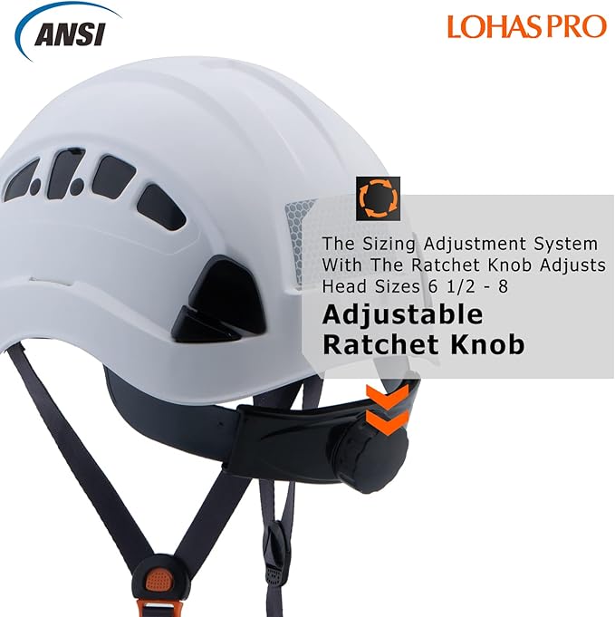LOHASPRO Hard Hats Construction Safety Helmet with Visor ANSI Z89.1 Approved OSHA Hardhat, Vented Men White Hard Hat with Chin Strap Tree Climbing Arborist Helmet (P1 White+Smoked Visor)