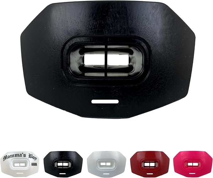DAMAGE CONTROL Youth Football Mouth Guard – Breathable No Boil Mouthpiece, Protects Lips & Teeth, Works with Braces, Includes Helmet Strap – Sports Gear & Accessories (Black)