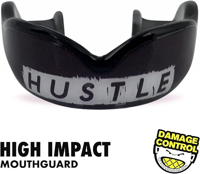 DAMAGE CONTROL High-Impact Mouth Guard – Sports Mouthguard for Boxing, Football, Hockey, Lacrosse & Basketball, Protects Teeth & Jaw, Protective Mouthpiece for Adults & Youth (Adult, Hustle)