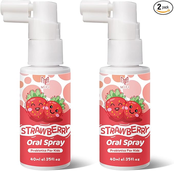 Kids Oral Spray - Probiotic Fruit Flavored Toothpaste Helper for Toddlers, Daily Fresh Breath, Gentle Oral Care Spray for Children (2Pack, Strawberry)