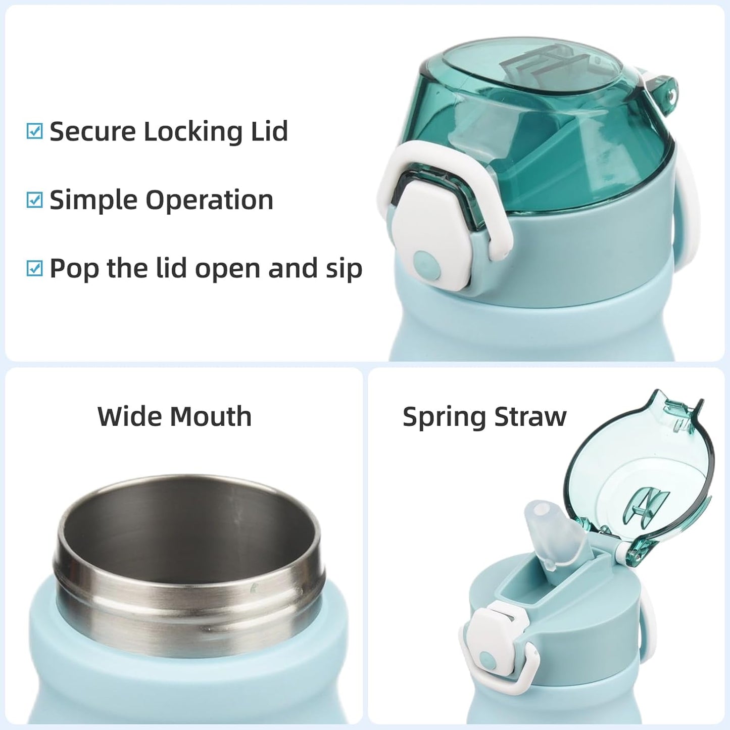 Insulated Water Bottle with Straw and Carry Loop,18 oz Stainless Steel Double Wall Vaccum Metal Water Flask with Leak-proof Lid,Ocean Dream