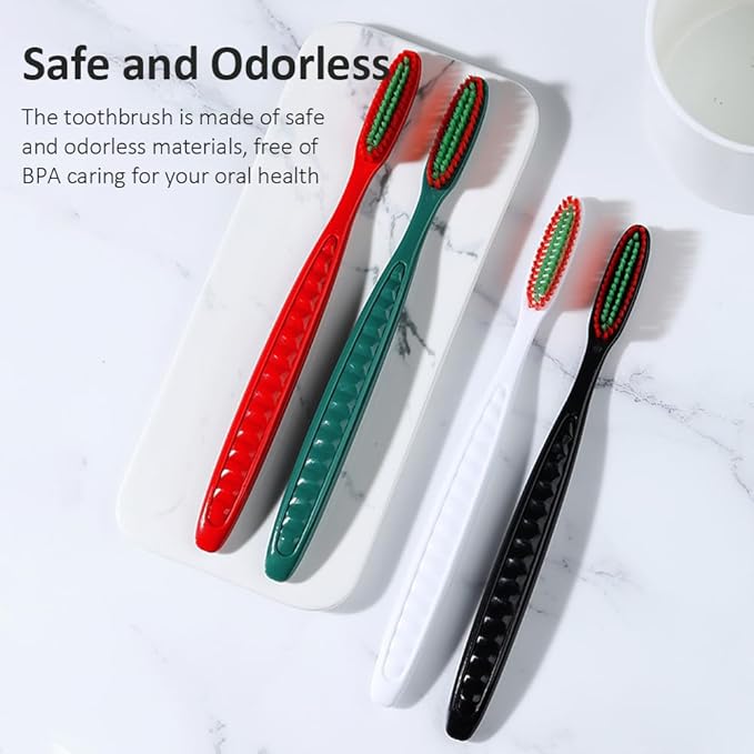 Big Head Manual Toothbrush - 10 Pack, Ultra Soft Bristle Toothbrushes for Adults, Extra Soft Flossing Toothbrush for Sensitive Teeth