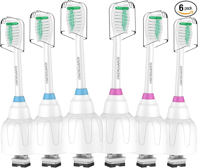 Toothbrush Heads for Philips Sonicare Replacement Brush Heads Medium Soft Dupont Bristles Electric Toothbrush Replacement Heads Fit E-Series Essence Xtreme Elite Advance and CleanCare, 6 Pack