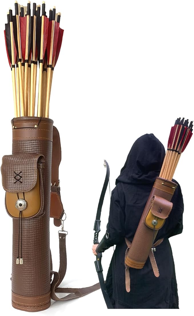 Arrow Quiver or Rustic Leather Quiver - Back Quiver for Arrows and Crossbow Quiver - Bow Quiver and Quiver for Compound Bow - Traditional Arrow Holder
