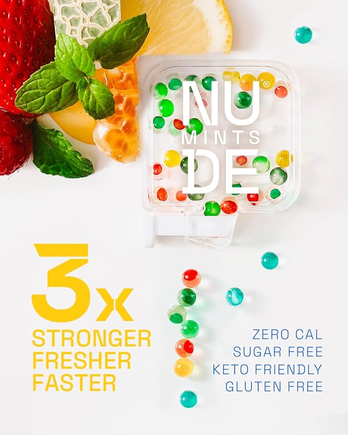 NUDE MINTS | Dual Action Liquid Capsules | Mouth Watering Mint - Lasts 3X Longer - 3X Stronger - Extreme Bad Breath Treatment For Adults - Sugar Free, 0 Calorie - All Flavors - 10 Pack - 300 Capsules