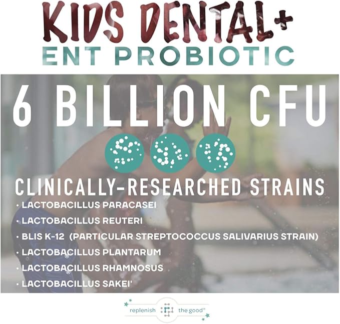 Children's Dental Probiotic Chewables - Digestive & Immune Support - Oral Probiotics for Healthy Teeth and Gums, Bad Breath & ENT Support - Cherry-Pomegranate Flavor (60 Count)