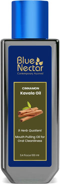 Blue Nectar Cinnamon Mouth Pulling Oil for Kavala Gandusha Oral Hygiene Ritual | Ayurvedic Mouthwash for Fresh Breath,Daily Oral Care & Helps Maintain Fresh Gums (9 Herbs, 3.38 Fl Oz)