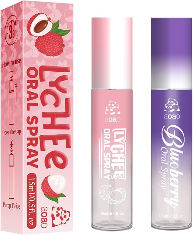 Oral Spray for Adults, Mouth Freshening Spray, Portable Peppermint Oral Freshener, Alcohol & Fluoride-Free Oral Care Mouth Spray, Travel, Dates, Office, Dry & Bad Breath,0.5fl.oz (Pink/Purple)