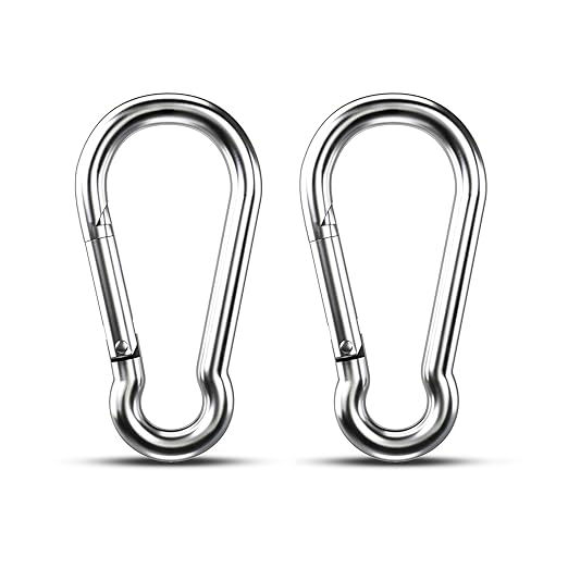 Large Carabiner Clip Hooks, 2pcs 4 inch Carabiners Heavy Duty, 304 Stainless Steel Spring Snap Hook Fits Camping Hanging Hiking Weight Lifting, Metal Clips for Rope or Chain