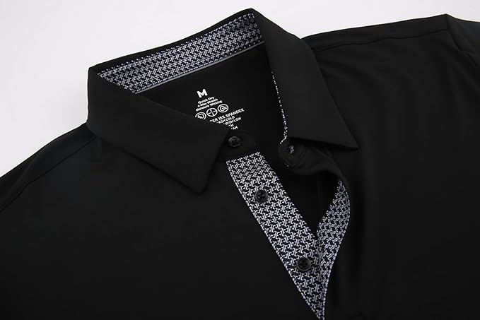Alex Vando Mens Golf Shirt Moisture Wicking Quick-Dry Solid Short Sleeve Polo Shirts for Men
