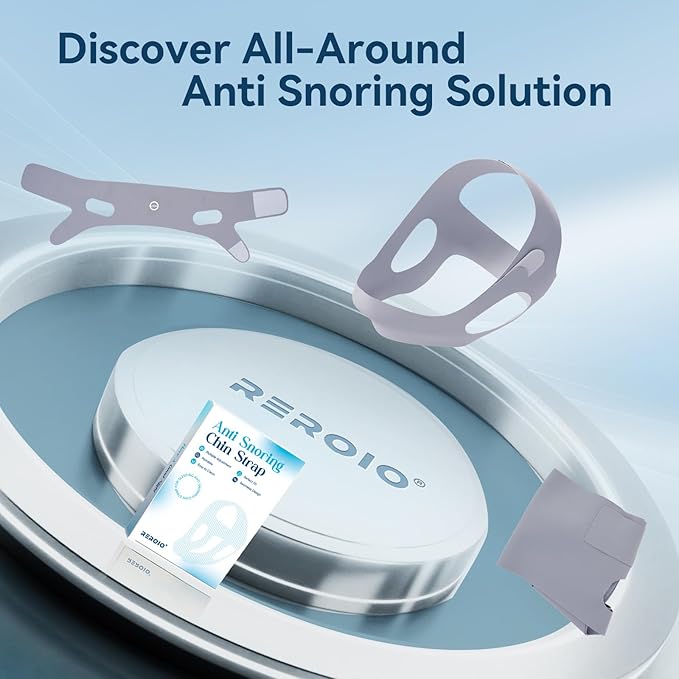 Chin Strap for Sleeping with 4-Side Adjustment, Anti Snoring Chin Strap Elasticity for Adults, Anti Snoring Devices Breathable and Durable, Snore Stopper for CPAP Users, Gray, M