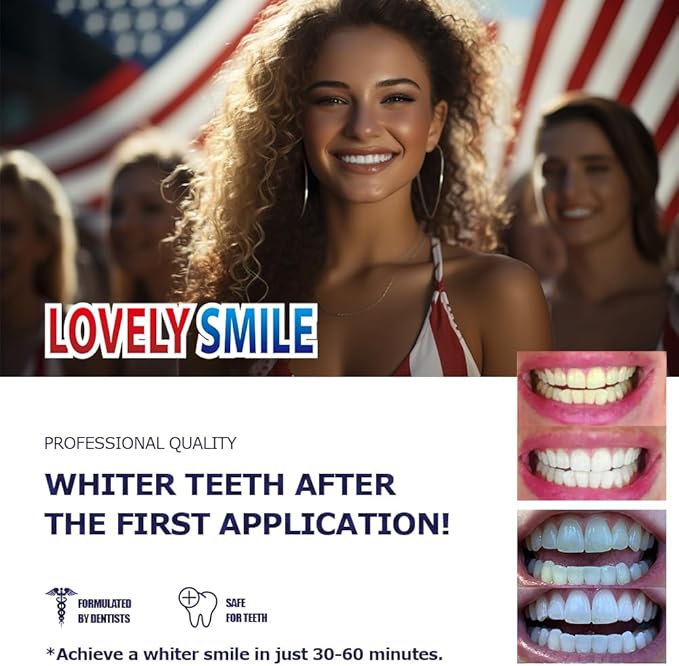 Lovely Smile Premium Line 50 Teeth Whitening Strips for 25 Applications - White Teeth in 1 Hour - Enamel Safe - No Slip and No Sensitivity - Dental Whitener Kit by Ray of Smile