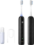 Mova Fresh SweepDrive Electric Toothbrush, Rechargeable Electric Power Toothbrush for Adults, Intuitive Pressure Sensing, 3-in-1 Replacement Brush Head with Holder, 30 Days of Battery Life, Black