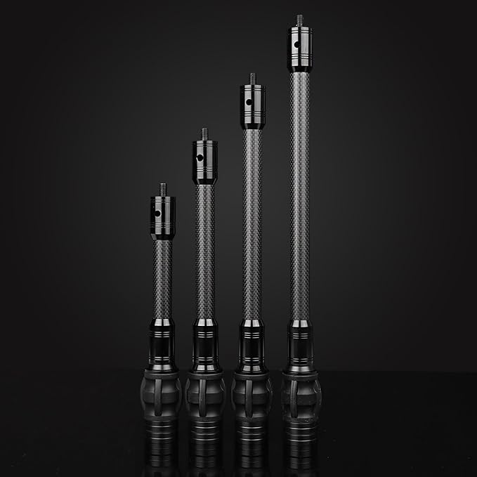 Archery Bow Stabilizer for Compound Bow, Carbon Fiber Bow Balance Bar, Damping System and Weights Kit, 6/8/10/12/in