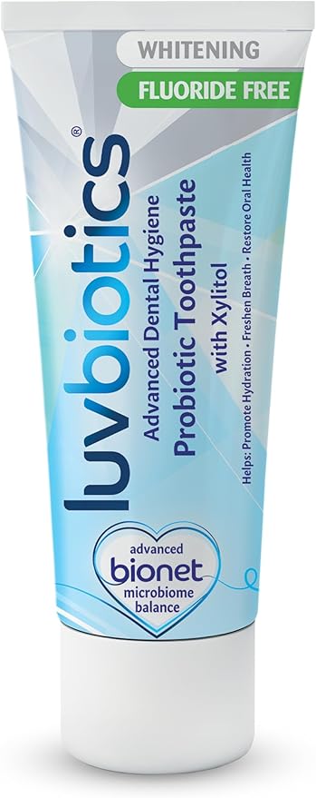 Luv Biotics Fluoride Free Whitening Toothpaste with Oral Probiotics, Xylitol & Aloe Vera for Fresh Breath,Cavity Protection & Oral Care - 75ml