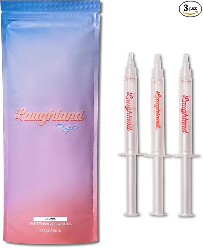 Laughland Original Teeth Whitening Gel 3 Pack, Tooth Whitener, Made with 8% Hydrogen Peroxide, Glycerin, Aloe Vera & Mint, at Home Dental Care, Travel Friendly, 6 Treatments (3 Pack, Original)