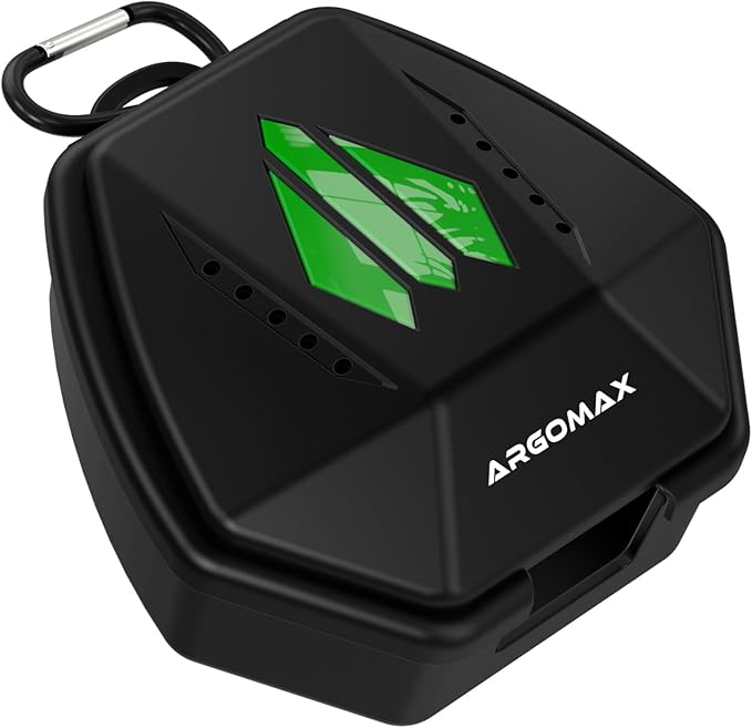 ARGOMAX Sports Lip Guard Case with Clip, Specializing Storage of Mouthguards with Lip Protection. Compatible with Various Brands of Football Lip Guard, Black+Green.