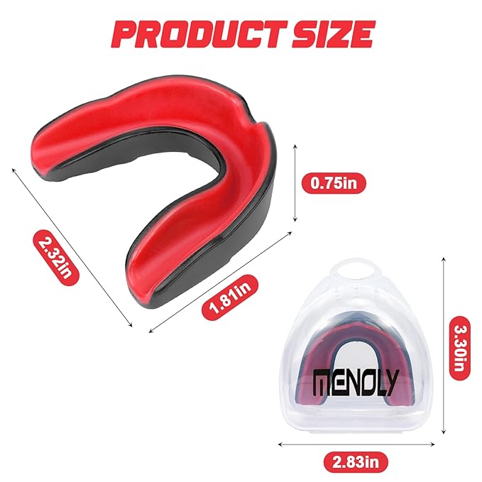MENOLY Youth Mouth Guard - 5 Packs Football Mouth Guard, BPA Free Mouth Guard with Portable Case, Mouth Guard Sports for Boxing, Basketball, Lacrosse, MMA, Hockey, Wrestling, Soccer