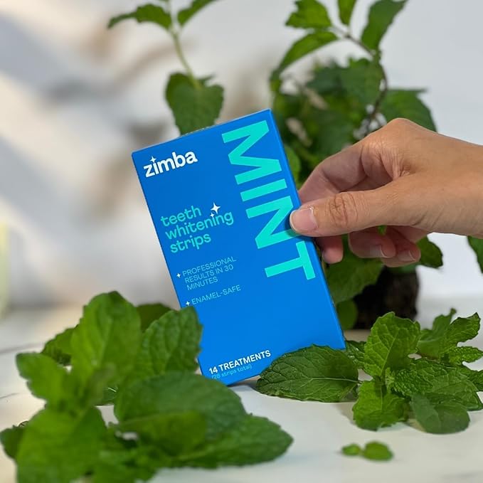 Zimba Teeth Whitening Strips 3-Pack Bundle (Mint, Spearmint, Peppermint) | Vegan Whitening Strip Enamel Safe Teeth Whitening Hydrogen Peroxide Teeth Whitener for Coffee, Wine, Tobacco, & Other Stains