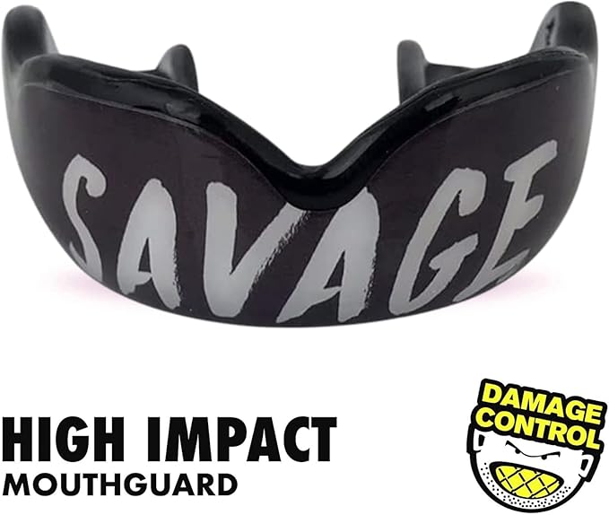 DAMAGE CONTROL High-Impact Mouth Guard – Sports Mouthguard for Boxing, Football, Hockey, Lacrosse & Basketball, Protects Teeth & Jaw, Protective Mouthpiece for Adults & Youth (Adult, Savage)