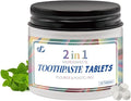 Toothpaste Tablets with Nano Hydroxyapatite – 2-in-1 Chewable Mint Tablets for Fresh Breath & Daily Cleaning, Fluoride-Free, Travel Friendly Jar, 62 Count (1)