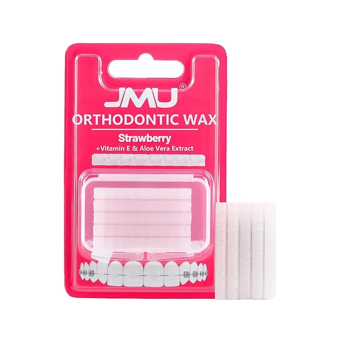 JMU Orthodontic Wax, Strawberry Flavor - 1 Pack (50 Precut Dots) - Dental Wax for Braces