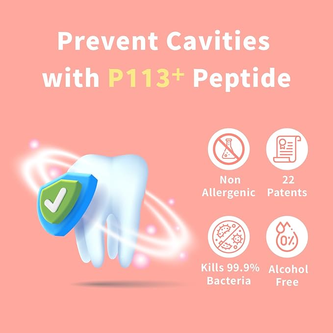 Mouth Spray for Kids Toddler Toothpaste Helper Fluoride Free Baby Toothpaste Cavity Protection Oral Care with Natural P113+ Antibacterial Peptide for Newborns to Age 12 (Watermelon)