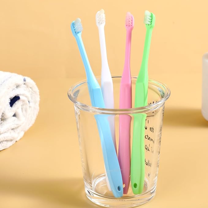 4 Pcs Tuft Toothbrush Tiny Small Head End Tapered Toothbrush Soft Gaps Nursing Orthodontic Gum Toothbrushs Single Compact Interdental Interspace Brush for Dental Cleaning