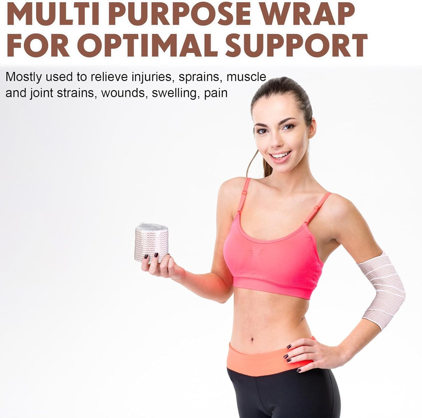 LEIFIDE 36 Pack Compression Bandage Wrap with Self Closure on Both Ends Elastic Bandage for Legs, Knees, Ankles, Wrists, Elbows, Shoulders, Athletic Stretchable Wrap(2 Inch,Yellow Trim)