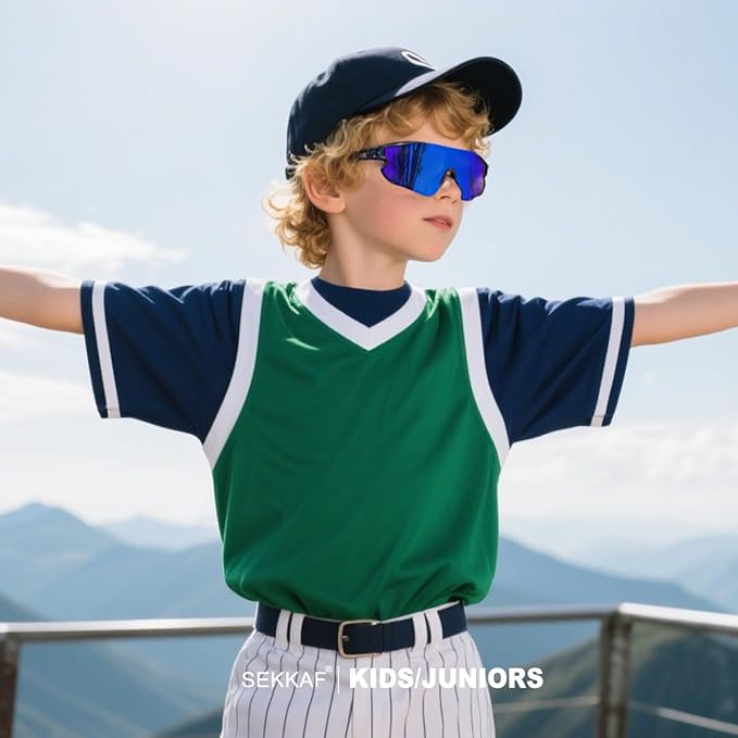 Kids Baseball Sunglasses for Boys Girls Youth Softball Cycling Sports Sunglasses UV400 Protection Age 5-12