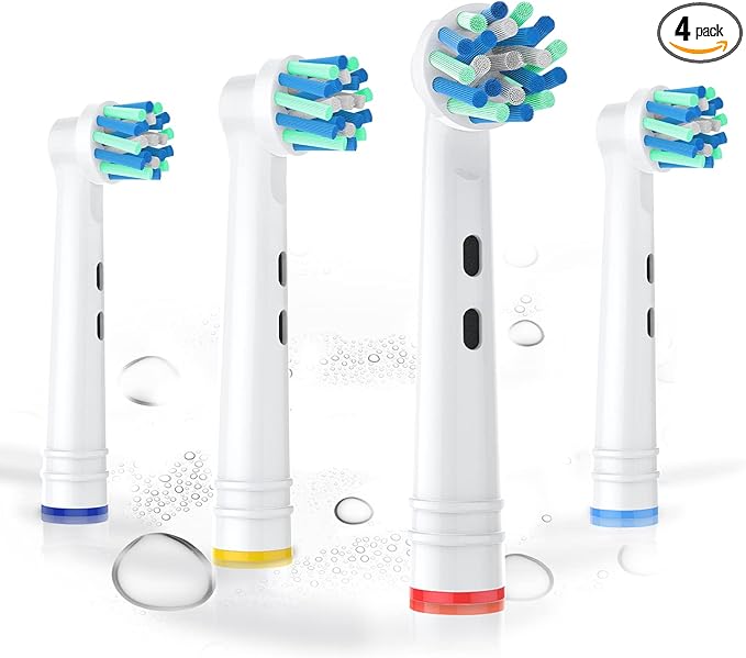 Replacement Toothbrush Heads Compatible with Oral B Electric Toothbrushes, 4pcs, Round Head Fits for CrossAction, Accessories for Vitality Plus