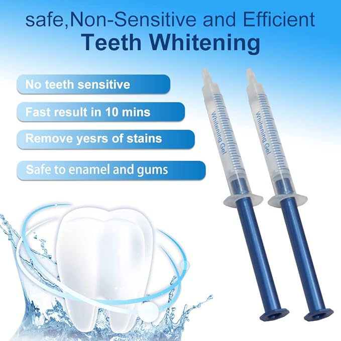 Teeth Whitening Kit with LED Light, 10PCS 3ML Teeth Whitening Gel Syringes Refill, Tooth Whitener for Home Use