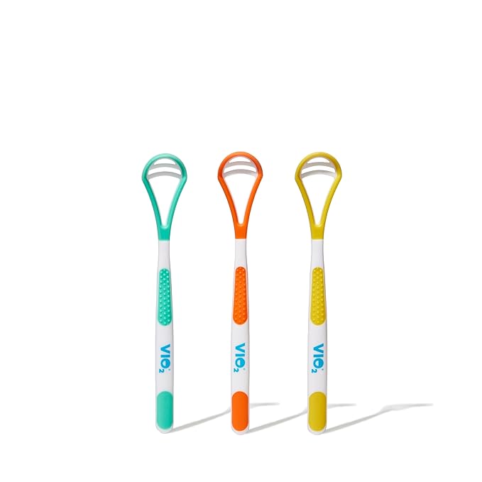 VIO2 Tongue Scraper - Pack of 3 REUSABLE - BPA Free, PFAS Free, Latex Free, KID FRIENDLY