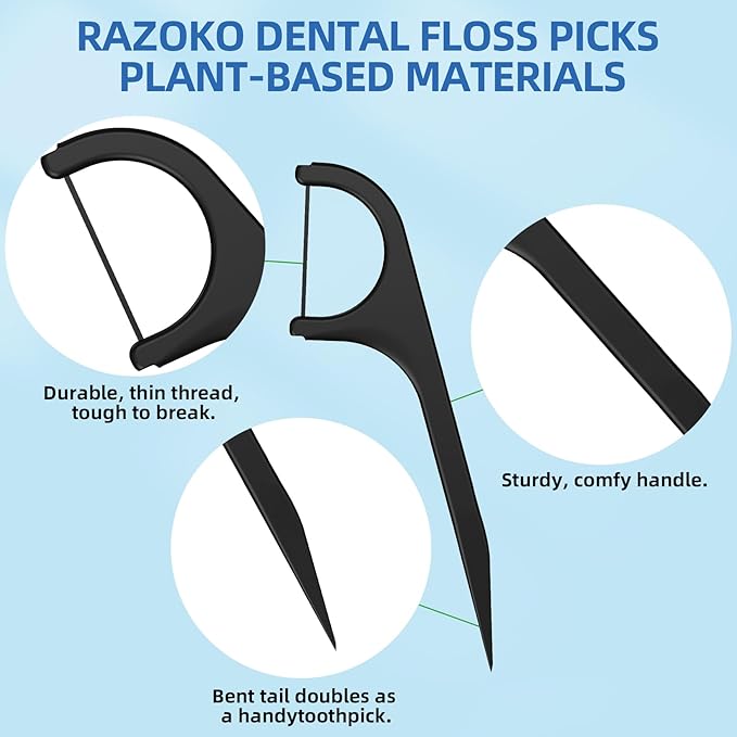 Biodegradable Dental Floss Picks - Easy Glide for Fresh Breath and Healthy Gums