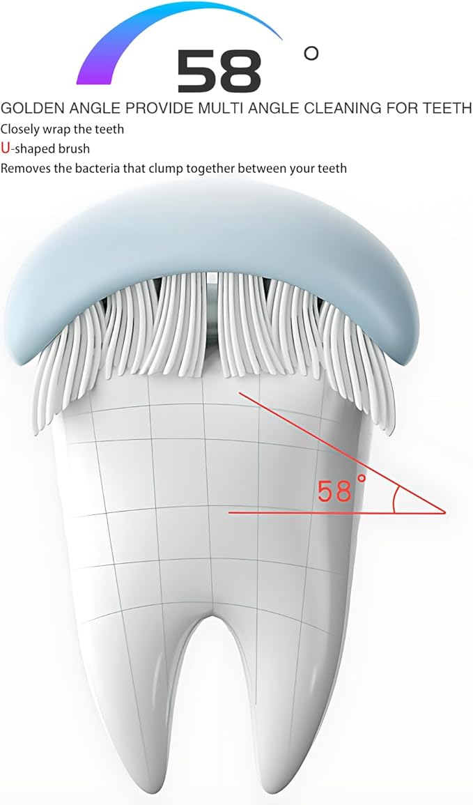 3 Sided Autism Toothbrush 360° Oral Teeth Cleaning Design U-Shaped Toothbrush 2 PCS Adult Soft Bristles Soft and Gentle for Complete Tooth and Gum Care (Green+Orange)