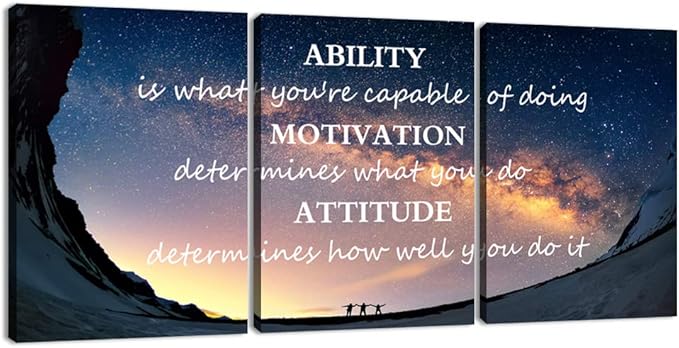 3 Panels Successful Inspirational Posters Quotes Wall Art Ability Modern Motivational Painting Picture Prints on Canvas Artwork Motto for Office Bedroom Decor Living Room Home Decor (16”Hx36”W)