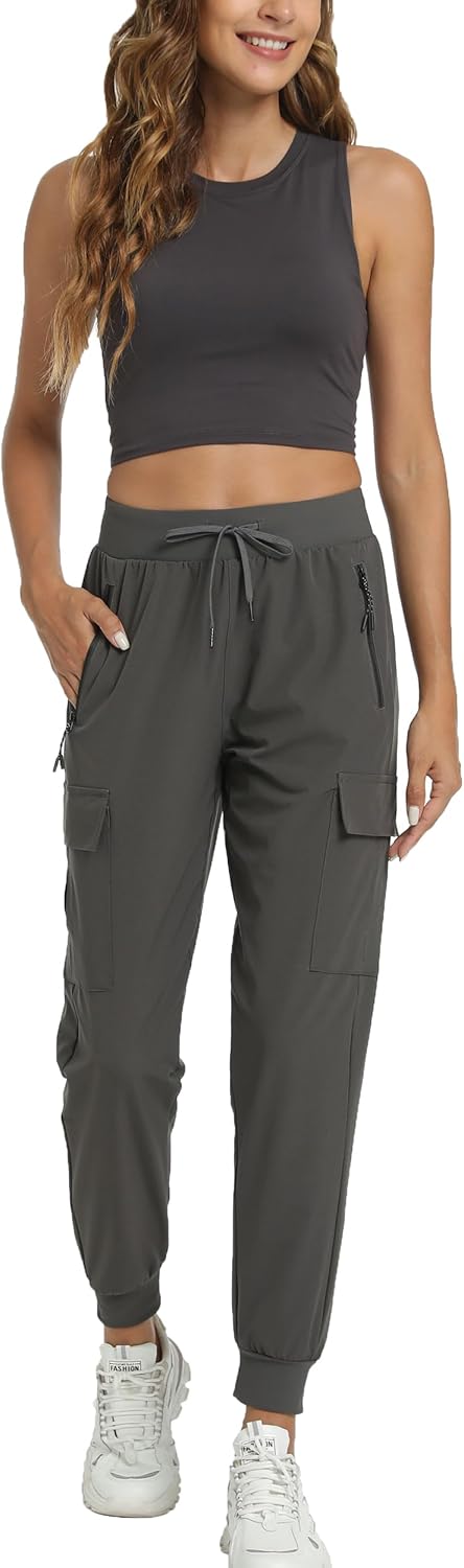 Kcutteyg Womens Water Resistant Hiking Pants with Pockets Quick Dry Soft Athletic Workout Joggers Pants for Camping Travel