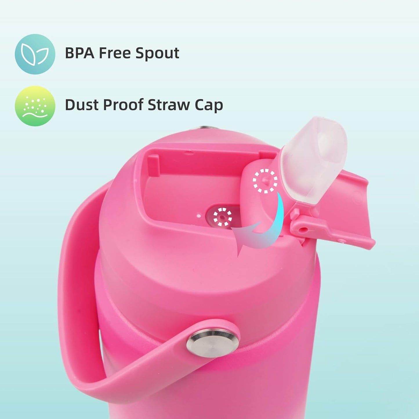 Insulated Water Bottle with Straw Lid,12 oz Stainless Steel Vacuum Metal Bottle with Silicone Handle,Cherry Blossom