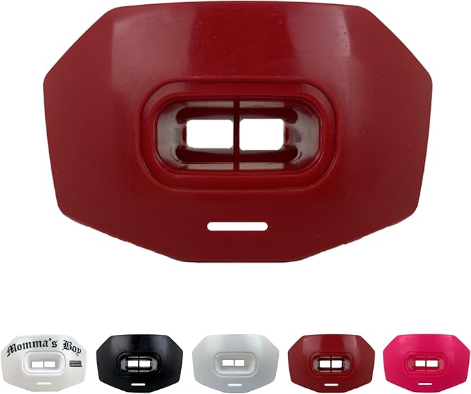 DAMAGE CONTROL Youth Football Mouth Guard – Breathable No Boil Mouthpiece, Protects Lips & Teeth, Works with Braces, Includes Helmet Strap – Sports Gear & Accessories (Red)