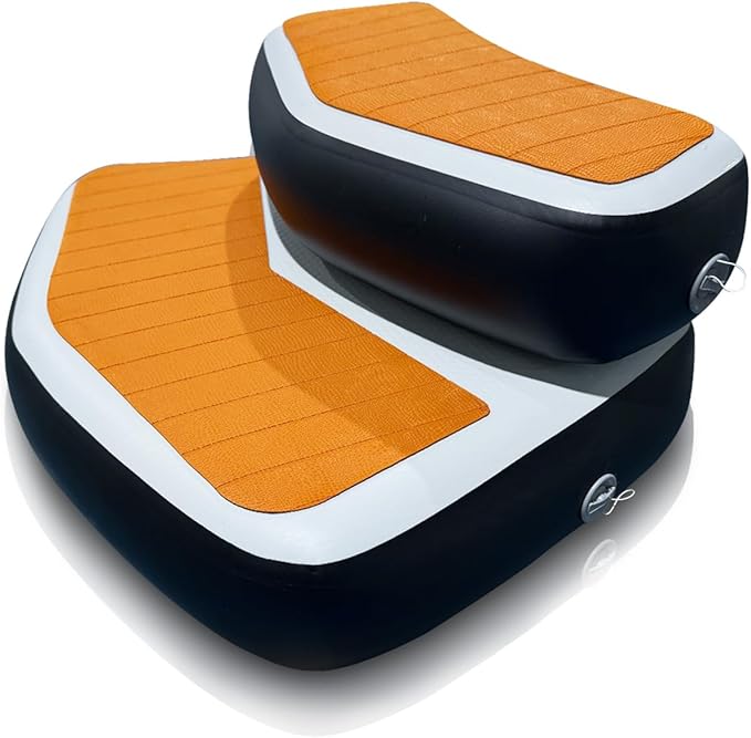 Inflatable Hot Tub Steps with EVA Non-Slip Surface, Drop Stitch Detachable 2-Piece Spa Stairs for Jacuzzi and Bathtub, Portable Durable Steps for Indoor and Outdoor Hot Tub, 37" × 32" × 15.7"