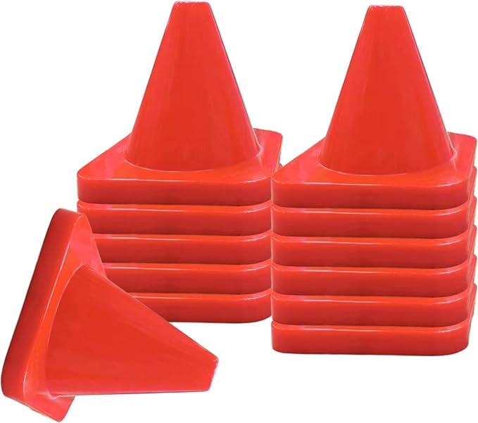 6, 9, 12, 18, 28 Inch Sports Training Traffic Cones - Durable Orange Cones for Soccer, Football, Basketball, Agility Drills, Parking, Safety, Road Use (Set of 12)
