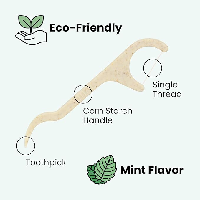 Lindo Eco Floss Picks 200 pcs with Travel Case (Single Thread)