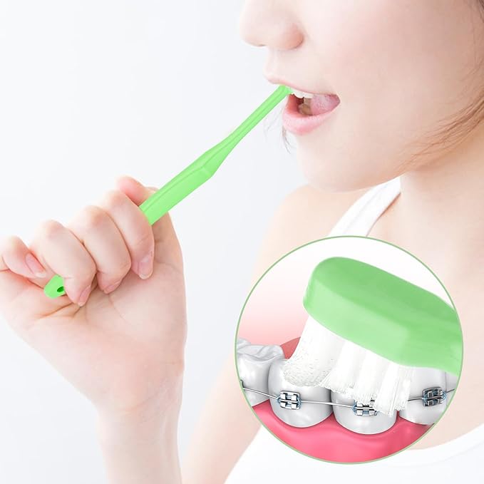 4 Pcs Tuft Toothbrush Tiny Small Head End Tapered Toothbrush Soft Gaps Nursing Orthodontic Gum Toothbrushs Single Compact Interdental Interspace Brush for Dental Cleaning