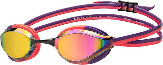 ARENA Unisex Python Racing Swim Goggles for Men and Women Anti-Fog No Leak Max Comfort Dual Strap, Mirror/Non-Mirror Lens
