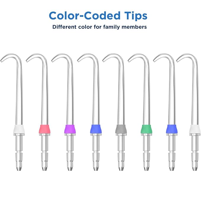 Replacement Heads for Waterpik, Replacement Picks for Water Pik Water Flosser (8 Implant Denture Tips + Storage Case + Travel Case)