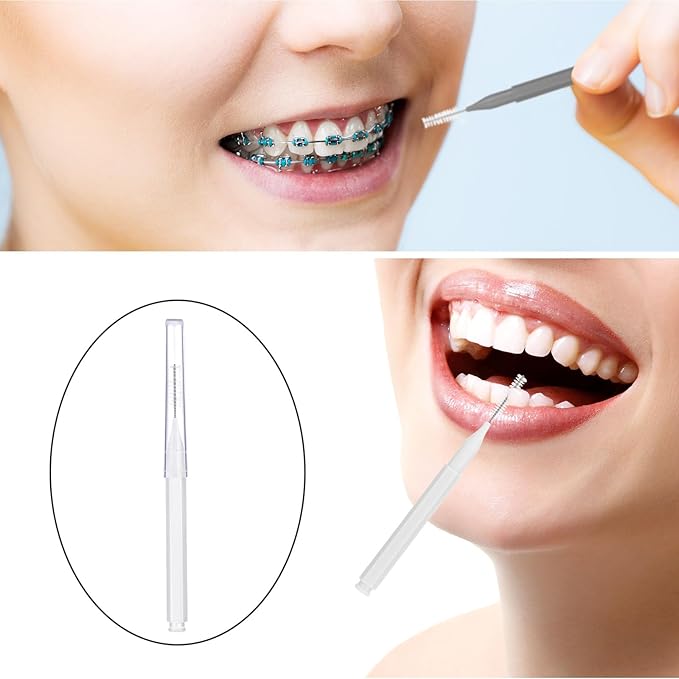 Patelai 50 Pieces Interdental Brush for Cleaner Braces Brush Toothpick Dental Tooth Flossing Head Oral Dental Hygiene Flosser Toothpick Cleaners Tooth Cleaning Tool(Black, White, Gray)
